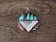 Zuni Indian Turquoise, MOP, Coral Inlay Pendant Signed Booqua