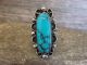 Navajo Indian Nickel Silver & Turquoise Ring by Cleveland - Size 11.5