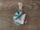 Zuni Indian Turquoise, MOP, Coral Inlay Pendant Signed Booqua