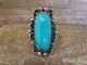 Navajo Indian Nickel Silver & Turquoise Ring by Cleveland - Size 9.5