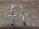 Zuni Indian Sterling Silver Inlay Cross Dangle Earrings - Bowannie