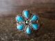 Zuni Indian Sterling Silver Turquoise Cluster Ring by Lateyice Size 5.5