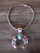 Sterling Silver Navajo Pearl Turquoise & Coral Naja Necklace Signed Tom Lewis