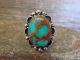 Navajo Indian Nickel Silver & Turquoise Ring by Cleveland - Size 9.5