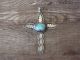Navajo Indian Nickel Silver Turquoise Cross Pendant by Albert Cleveland