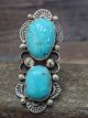 Navajo Adjustable Sterling Silver Turquoise Ring Size 10.5 to 11.5 - Albert Cleveland