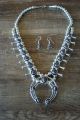 Navajo Sterling Silver Spiny Oyster Squash Blossom Necklace Set - PG