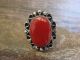 Navajo Indian Nickel Silver & Red Howlite Ring by Cleveland - Size 8