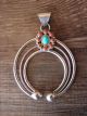 Navajo Indian Sterling Silver Turquoise Coral Naja Pendant -FK
