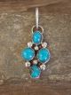 Navajo Indian Sterling Silver & Turquoise Cluster Pendant Signed Reeder
