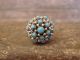 Zuni Indian Sterling Silver & Turquoise Cluster Ring by Charlie - Size 7