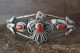 Navajo Indian Jewelry Sterling Silver Coral Eagle Cuff by Bobby Platero