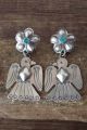Native American Sterling Silver Turquoise Eagle Post Earrings Tim Yazzie