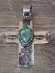 Navajo Indian Nickel Silver & Turquoise Cross Pendant - Cleveland