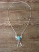 Navajo Sterling Silver Turquoise Feather Link Necklace by Rita Largo