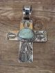 Navajo Indian Nickel Silver & Turquoise Cross Pendant - Cleveland