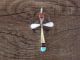 Zuni Indian Sterling Silver Inlay Cross Pendant by Lynette Bowannie