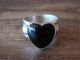 Navajo Indian Sterling Silver Onyx Heart Ring Size 9 - Ben Begay