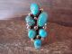 Navajo Indian Sterling Silver Cluster Turquoise Ring  by Begay - Size 10