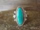 Navajo Indian Sterling Silver Feather Turquoise Ring by Saunders - Size 6.5