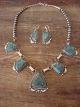 Navajo Sterling Silver Turquoise Desert Pearl Necklace Set - Tom Lewis