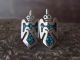 Navajo Sterling Silver Turquoise & Coral Chip Inlay Peyote Bird Post Earrings - Yazzie