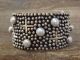 Large Navajo Sterling Silver Cross & Pearl Cuff Bracelet by R. Willie