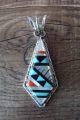 Zuni Indian Sterling Silver Inlay Pendant by  Boone