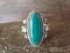 Navajo Indian Sterling Silver Feather Turquoise Ring by Saunders - Size 8.5