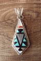 Zuni Indian Sterling Silver Inlay Pendant by  Boone