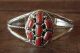 Navajo Indian Sterling Silver Coral Cluster Bracelet by M. Chee