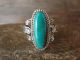 Navajo Indian Sterling Silver Feather Turquoise Ring by Saunders - Size 10