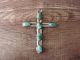 Navajo Indian Nickel Silver Turquoise Cross Pendant - Bobby Cleveland