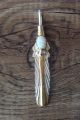 Native American Sterling Silver 14kt Gold Fill Feather White Opal Pendant - Becenti