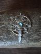 Navajo Indian Sterling Silver Turquoise Dreamcatcher Pendant by Yazzie