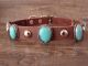 Navajo Sterling Silver Turquoise Leather Dog Collar -  Jimmy Emerson