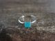 Zuni Indian Sterling Silver Square Turquoise Ring by Rosetta - Size 8.5