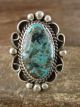 Navajo Sterling Silver Turquoise Adjustable Ring Size 10.5 to 12.5 - Cleveland