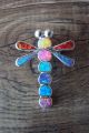 Zuni Indian Sterling Silver Multi Colored Opal Inlay Dragonfly Pin/Pendant! Edaakie
