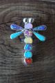 Zuni Indian Sterling Silver Multi Colored Opal Inlay Dragonfly Pin/Pendant! Edaakie
