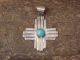 Small Navajo Indian Sterling Silver & Turquoise Zia Symbol Pendant - Platero