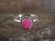 Zuni Indian Sterling Silver Round Pink Opal Ring by Qualo - Size 6.5