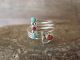 Zuni Indian Sterling Silver Adjustable Turquoise & Coral  Heart Ring Size 5 -9 by Pablito