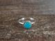 Zuni Indian Sterling Silver Round Turquoise Ring by Qualo - Size 6.5