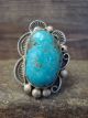 Navajo Adjustable Sterling Silver Turquoise Ring Size 12 to 13 - Albert Cleveland