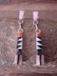 Zuni Sterling Silver Turquoise MOP Spiny Oyster Inlay Post Earrings - Elena Ponchuella