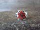 Zuni Indian Sterling Silver & Coral Cluster Ring by Hattie- Size 5.5