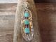 Navajo Sterling Silver & Square Turquoise Feather Pendant Signed JC