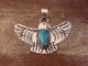 Navajo Indian Nickel Silver & Turquoise Soaring Eagle Pendant- Cleveland