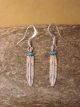 Native American Jewelry Stamped Sterling Silver & Turquoise Feather Earrings by Arviso